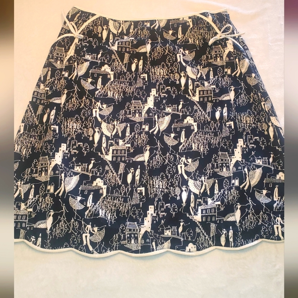 Elements A Line Scallop Hem Novelty Print Skirt, Size 14